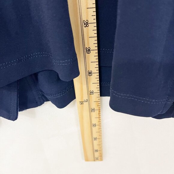 Susan Graver Navy Blue Liquid Knit Velvet Trim Top - Size Large - Picture 7 of 7
